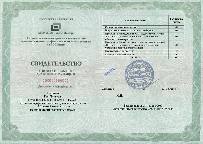 Младший воспитатель. Обучение дистанционно